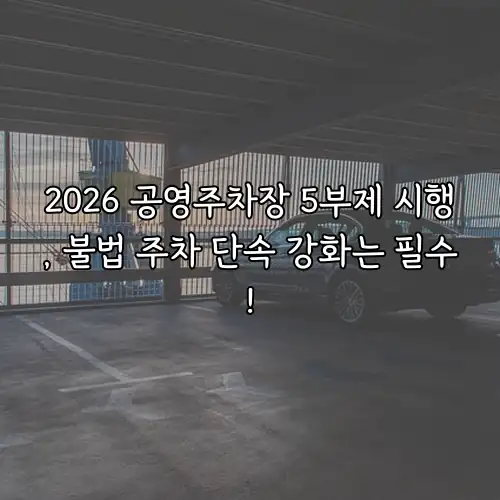 2026 공영주차장 5부제 시행, 불법 주차 단속 강화는 필수!