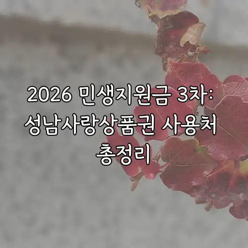 2026 민생지원금 3차: 성남사랑상품권 사용처 총정리