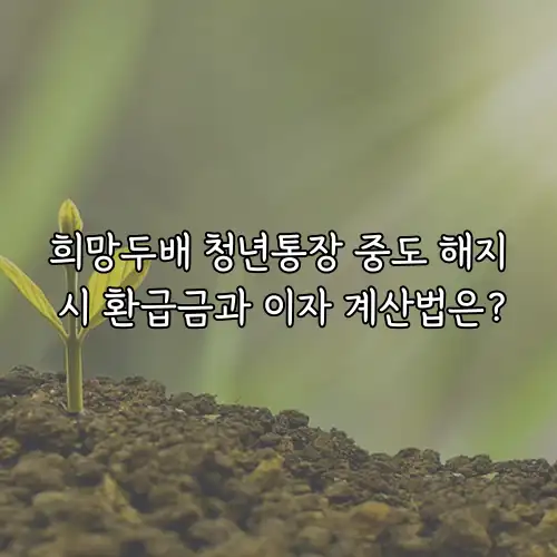 희망두배 청년통장 중도 해지 시 환급금과 이자 계산법은?