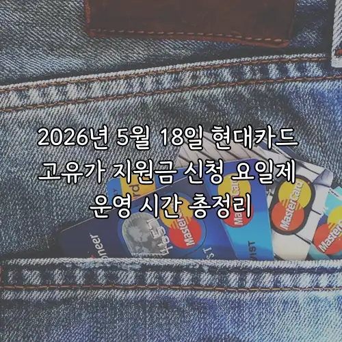 2026년 5월 18일 현대카드 고유가 지원금 신청 요일제 운영 시간 총정리