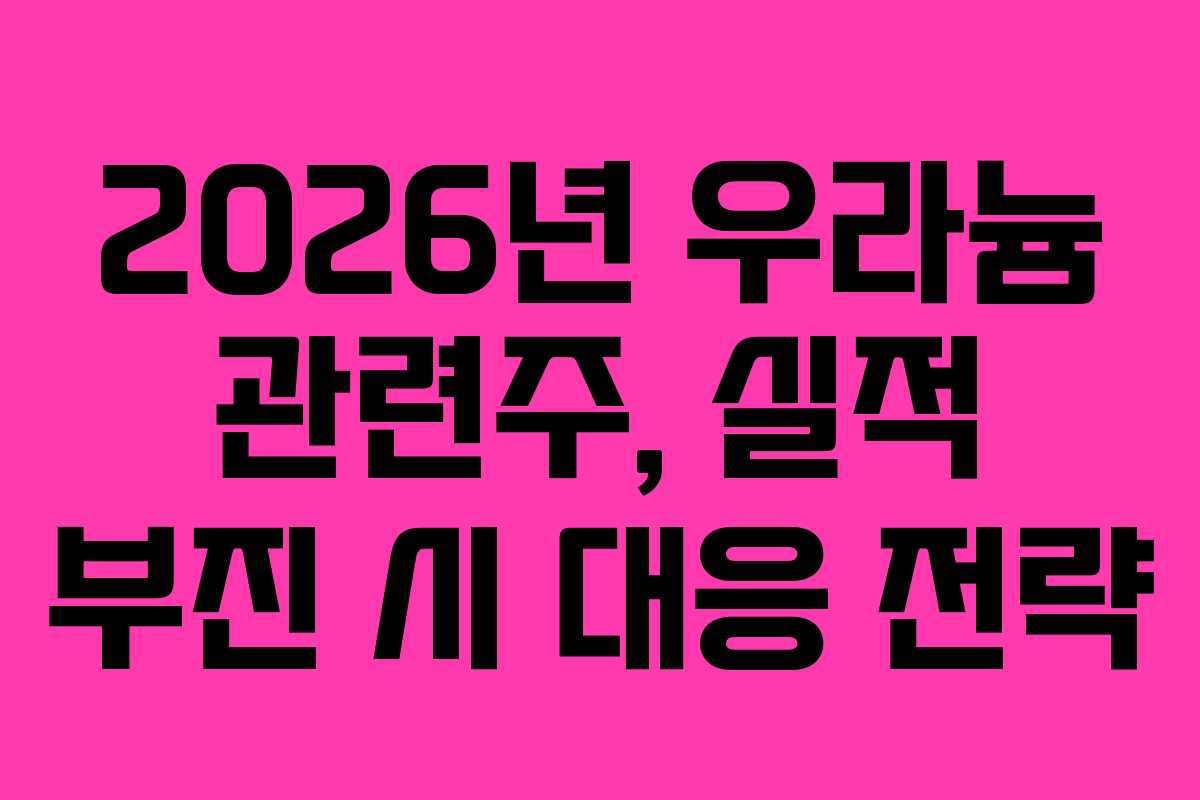 2026년 우라늄 관련주, 실적 부진 시 대응 전략