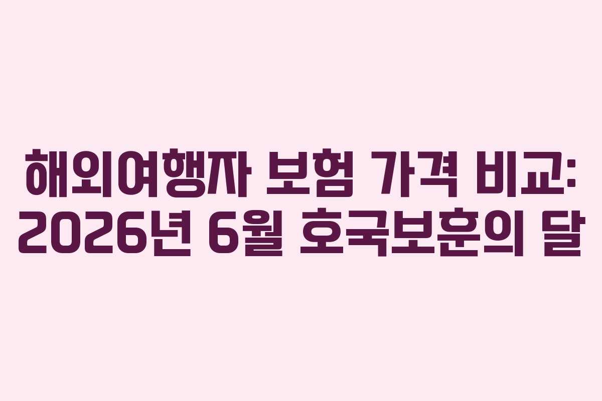 해외여행자-보험-가격-비교-2026년-6월-호국보훈의-달