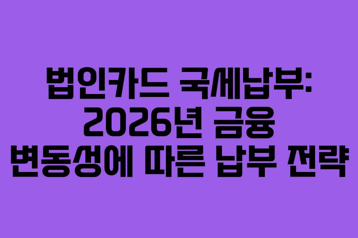 법인카드-국세납부-2026년-금융-변동성에-따른-납부-전략