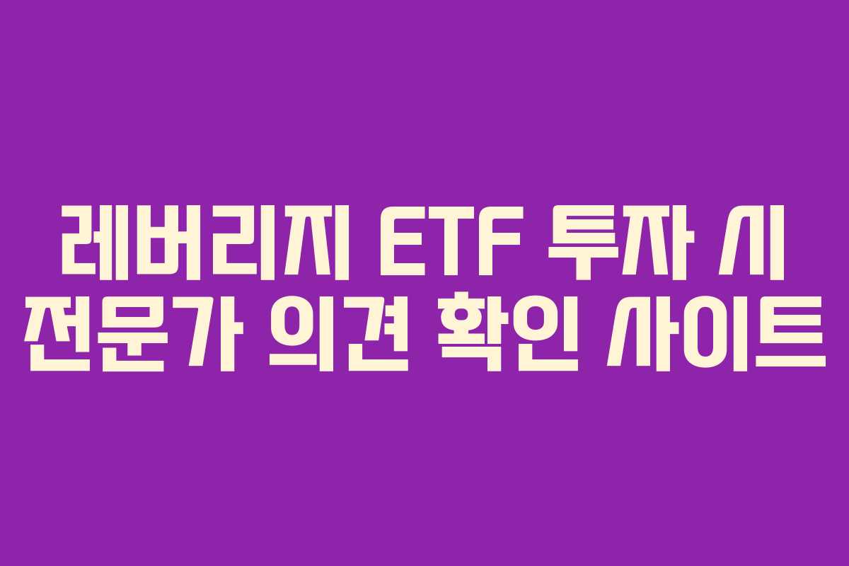 레버리지-ETF-투자-시-전문가-의견-확인-사이트
