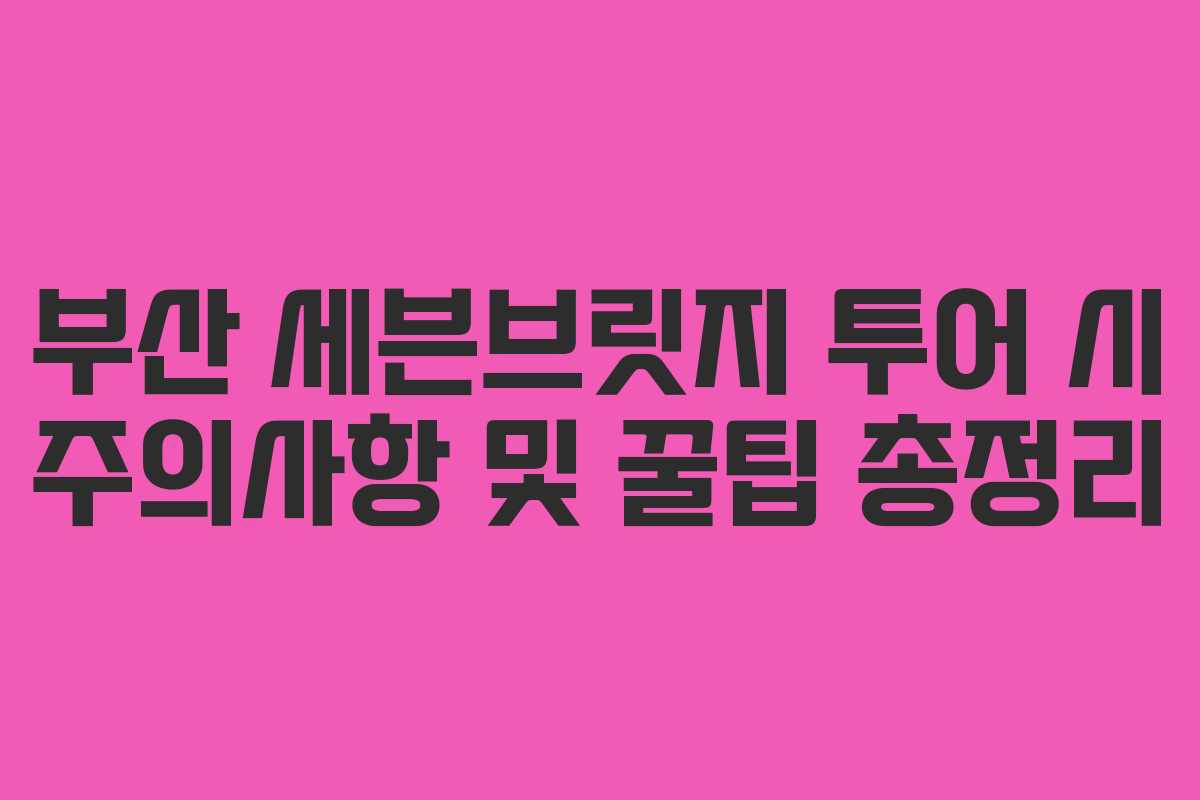 부산-세븐브릿지-투어-시-주의사항-및-꿀팁-총정리