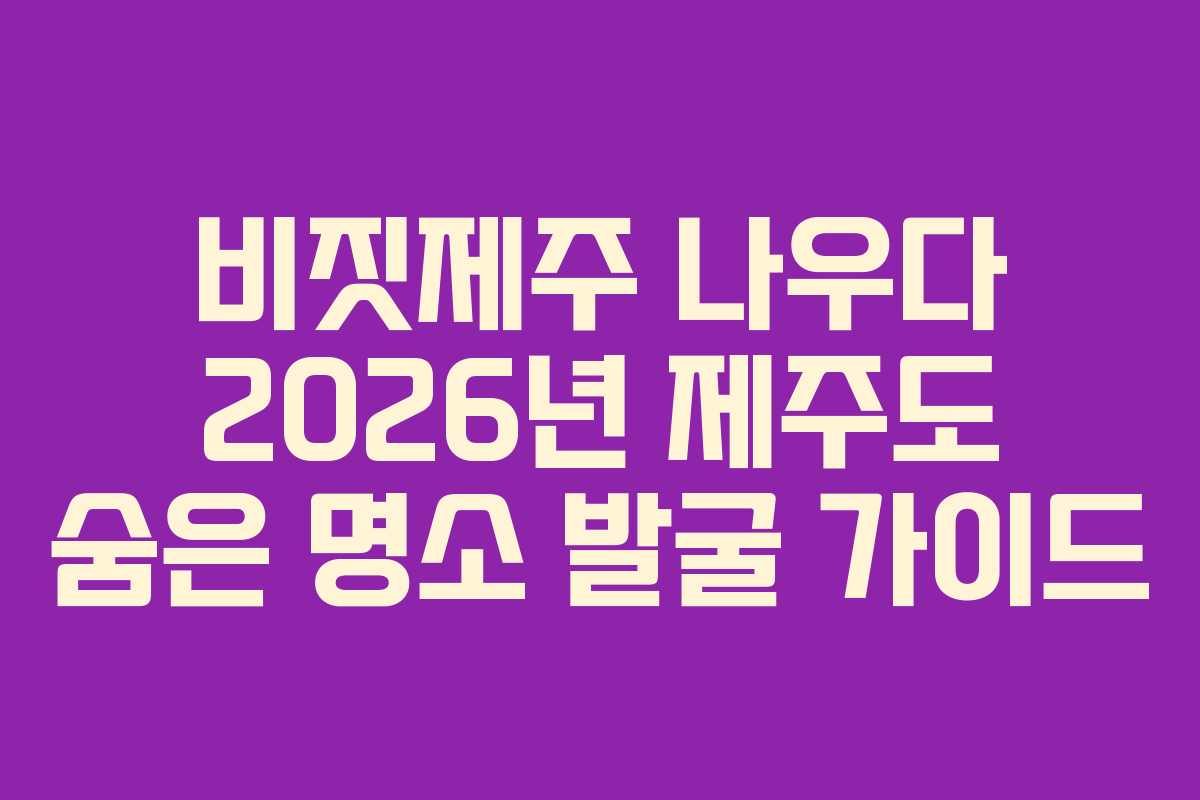 비짓제주-나우다-2026년-제주도-숨은-명소-발굴-가이드