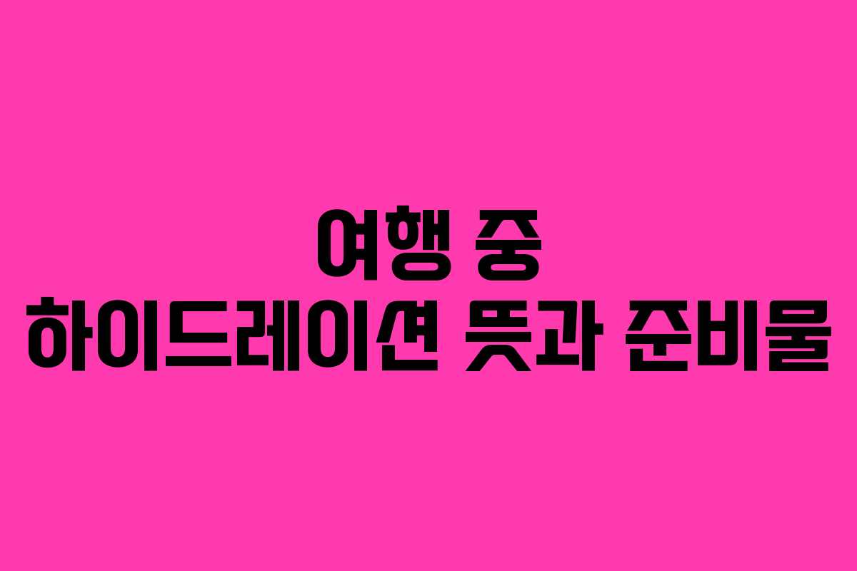 여행-중-하이드레이션-뜻과-준비물